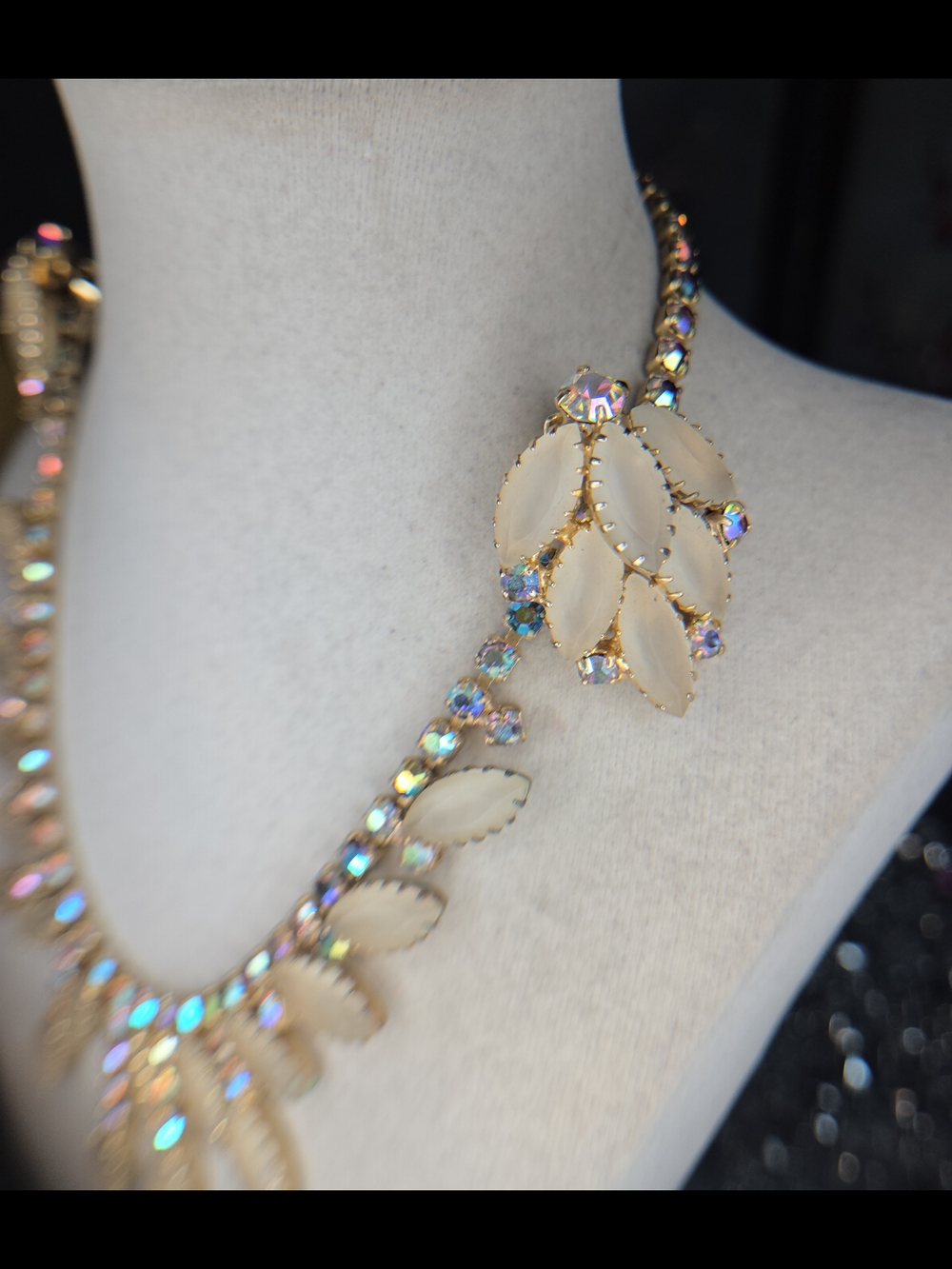 Stunning Vintage Juliana DeLizza & Elster Cream Frosted Amber AB Demi Parure Set - Picture 10 of 11